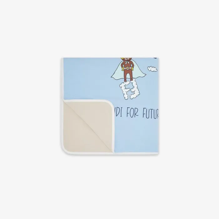 Kids Light Blue And Multicolour Jersey Blanket Light Blue Fendi Baby Boy