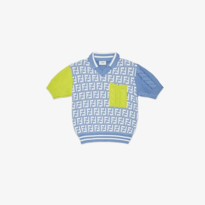 Kids Multicolour Cotton Knit Polo Shirt Multicolour Fendi Ready To Wear