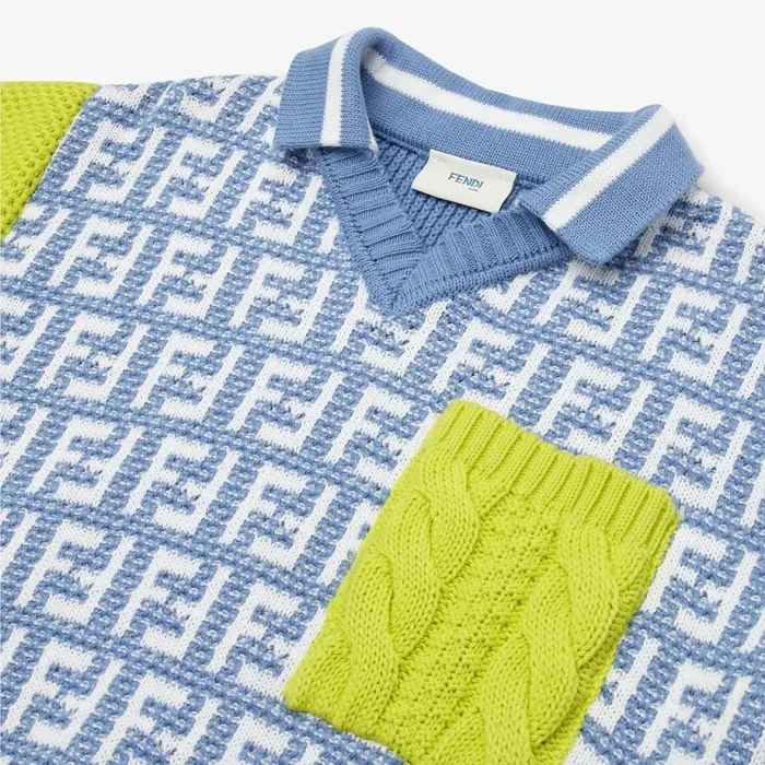 Kids Multicolour Cotton Knit Polo Shirt Multicolour Fendi Ready To Wear