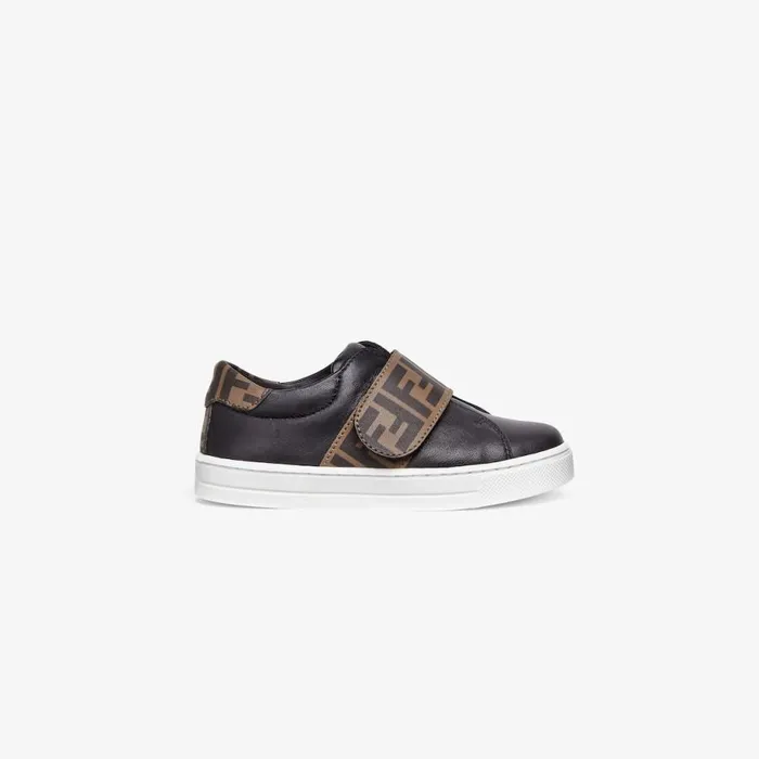 Kids Nappa Leather Unisex Junior Sneakers Black Fendi Shoes