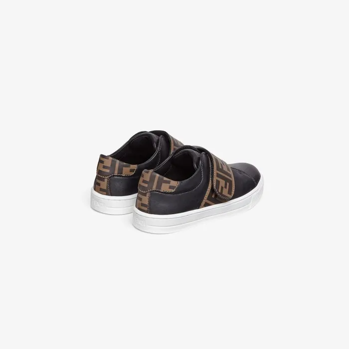 Kids Nappa Leather Unisex Junior Sneakers Black Fendi Shoes