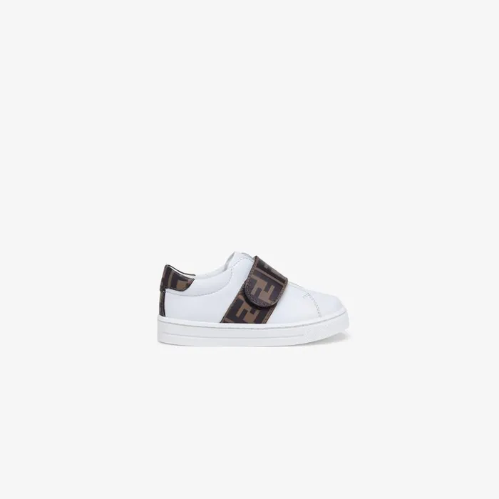Kids Nappa Leather Unisex Junior Sneakers White Fendi Shoes