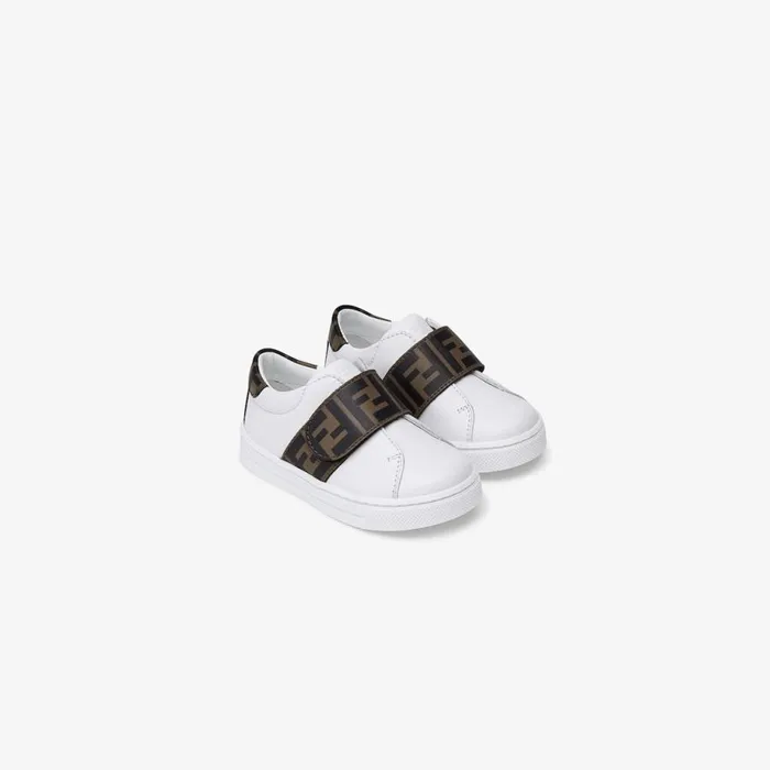 Kids Nappa Leather Unisex Junior Sneakers White Fendi Shoes