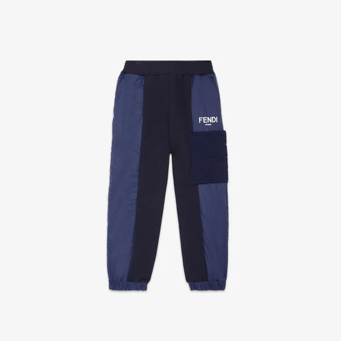 Kids Navy Blue Nylon And Jersey Trousers Blue Fendi Ready To Wear