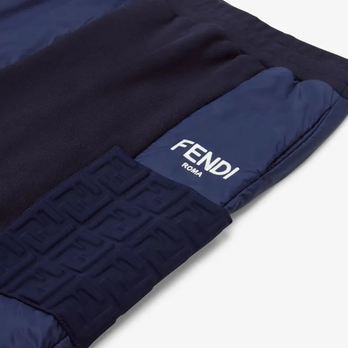 Kids Navy Blue Nylon And Jersey Trousers Blue Fendi Ready To Wear