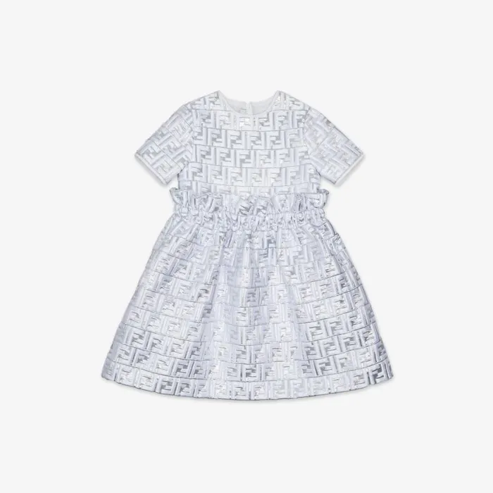 Kids Silver Jacquard Junior Dress Silver Fendi Ready To Wear