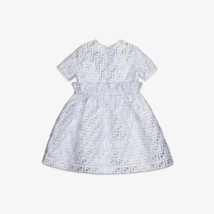 Kids Silver Jacquard Junior Dress Silver Fendi Ready To Wear