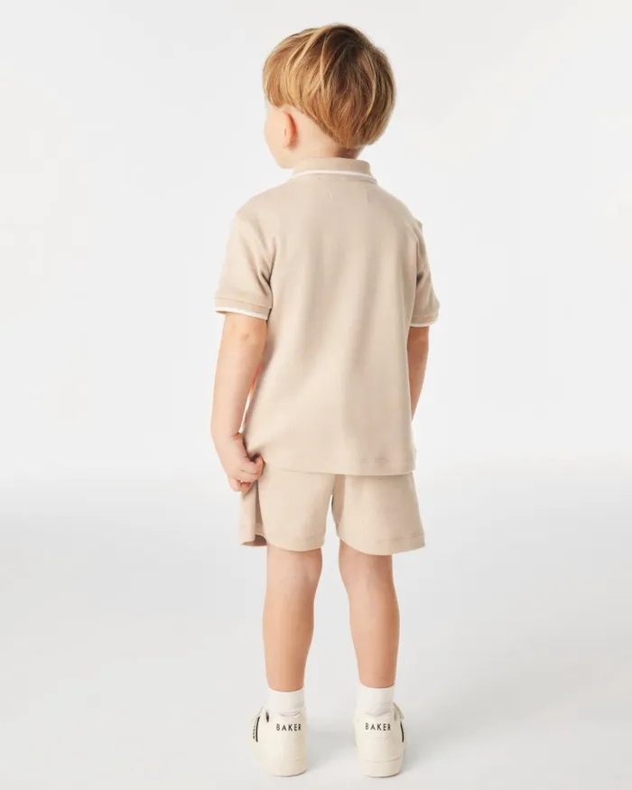 Kids SILVIU 8211 Colour Block Polo Shirt And Shorts Set Stone Ted Baker Tops Kids SILVIU 8211 Colour Block Polo Shirt And Shorts Set Stone Ted Baker Tops