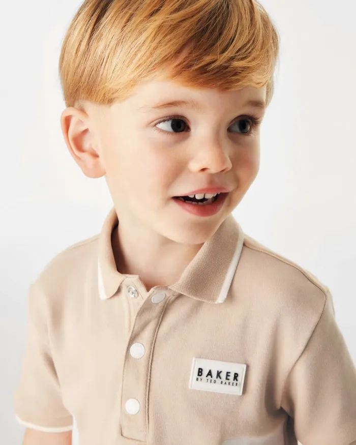 Kids SILVIU 8211 Colour Block Polo Shirt And Shorts Set Stone Ted Baker Tops Kids SILVIU 8211 Colour Block Polo Shirt And Shorts Set Stone Ted Baker Tops