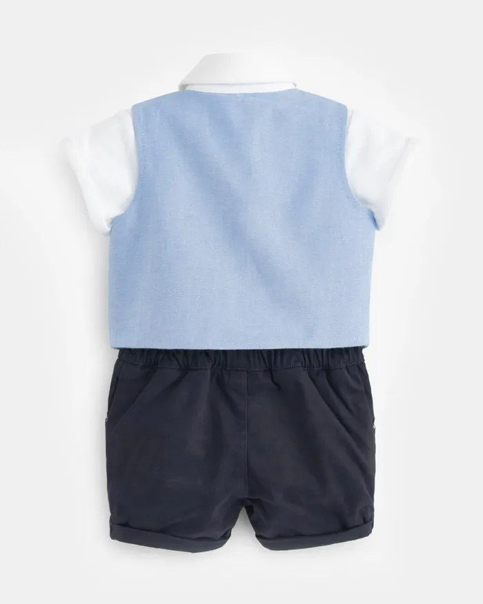 Kids VASILE 8211 Mockable Romper Suit With Bow Tie Blue Ted Baker Baby Kids VASILE 8211 Mockable Romper Suit With Bow Tie Blue Ted Baker Baby