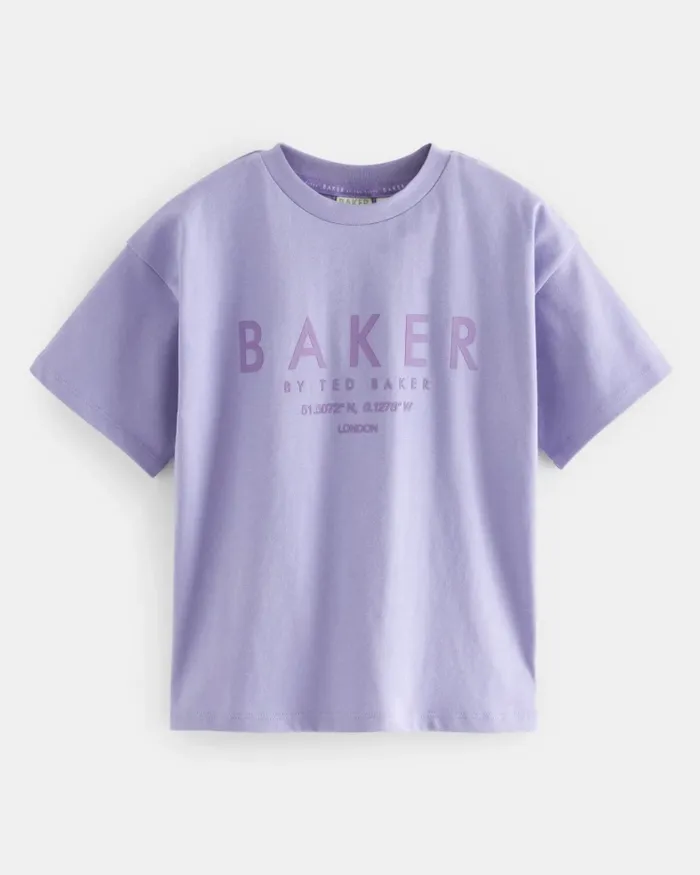 Kids WALLERR 8211 Boxy Fit Branded TShirt Purple Ted Baker Tops Kids WALLERR 8211 Boxy Fit Branded TShirt Purple Ted Baker Tops