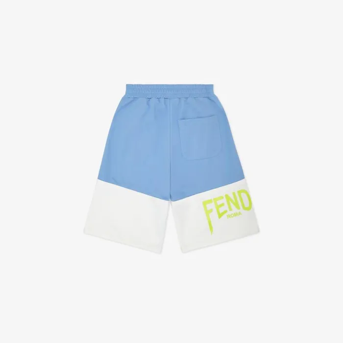 Kids White And Light Blue Acetate Bermudas White Fendi Ready To Wear