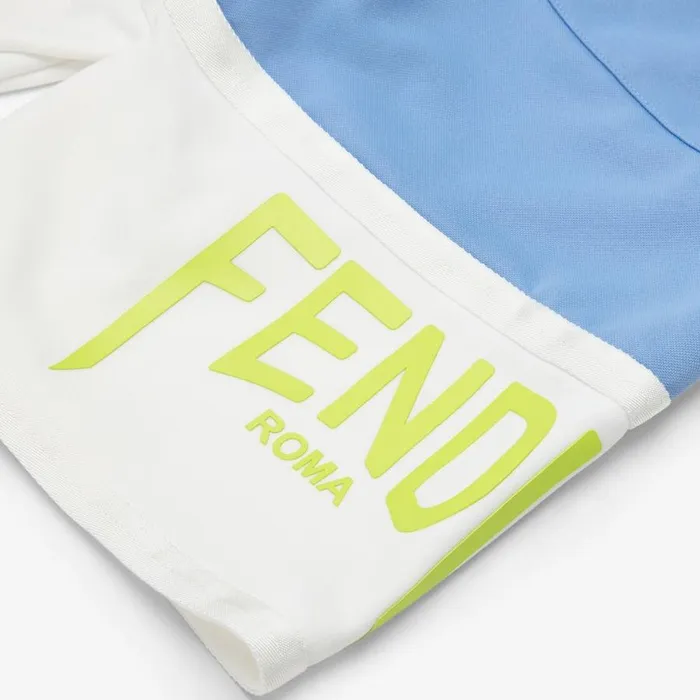 Kids White And Light Blue Acetate Bermudas White Fendi Ready To Wear