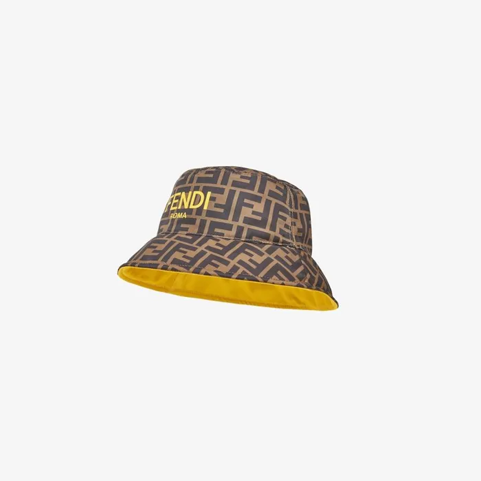 Kids Yellow And Ff Nylon Reversible Cloche Hat Yellow Fendi Accessories