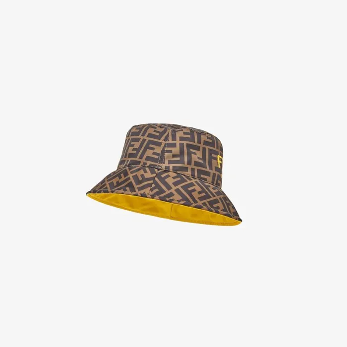 Kids Yellow And Ff Nylon Reversible Cloche Hat Yellow Fendi Accessories