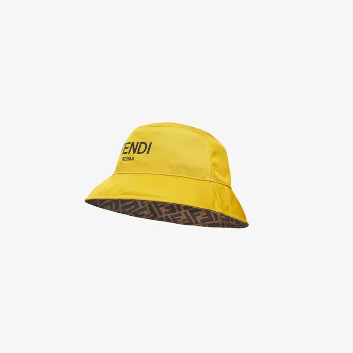 Kids Yellow And Ff Nylon Reversible Cloche Hat Yellow Fendi Accessories