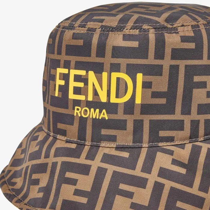 Kids Yellow And Ff Nylon Reversible Cloche Hat Yellow Fendi Accessories