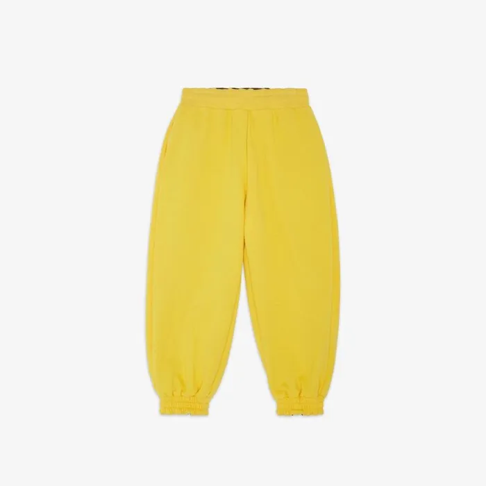 Kids Yellow Fleece And Ff Nylon Reversible Trousers Yellow Fendi Ready To Wear