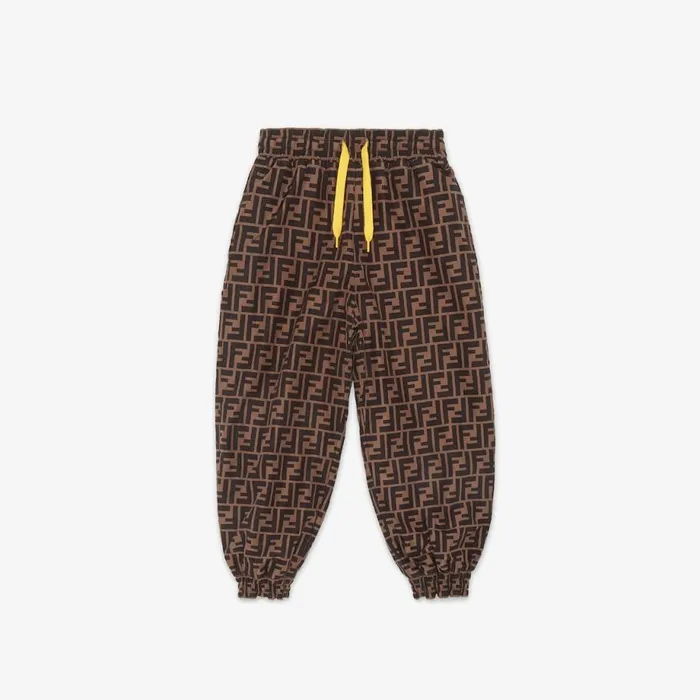 Kids Yellow Fleece And Ff Nylon Reversible Trousers Yellow Fendi Ready To Wear
