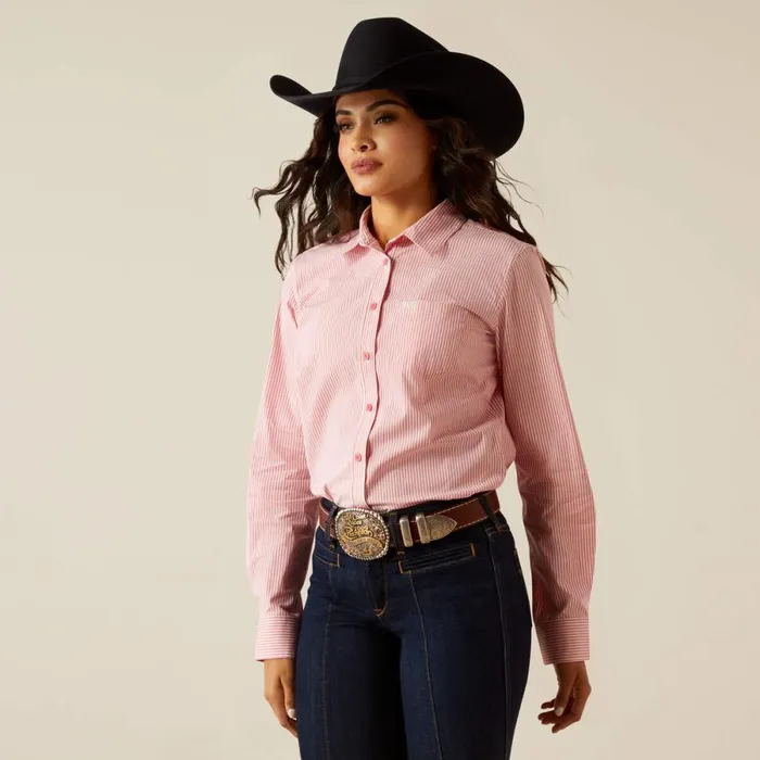 Kirby Stretch Shirt Camellia Rose Stripe Women Ariat TShirts and Tops