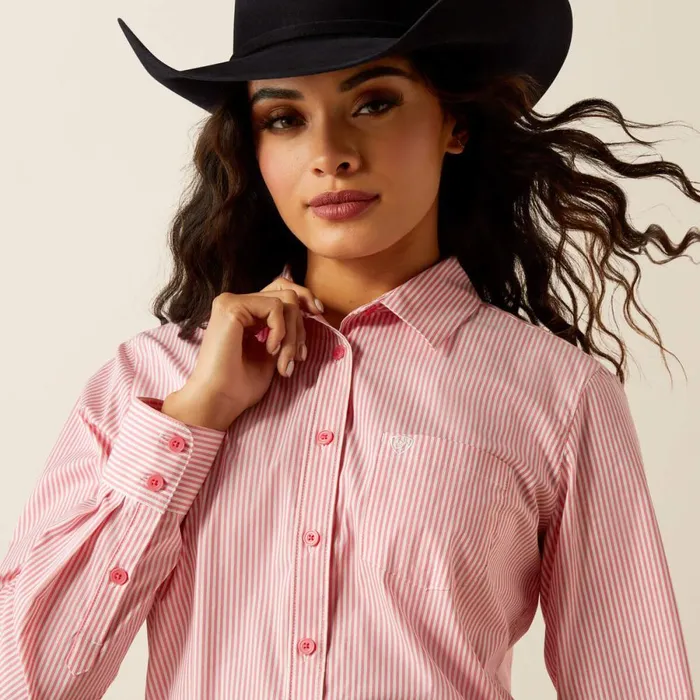 Kirby Stretch Shirt Camellia Rose Stripe Women Ariat TShirts and Tops Kirby Stretch Shirt Camellia Rose Stripe Women Ariat TShirts and Tops