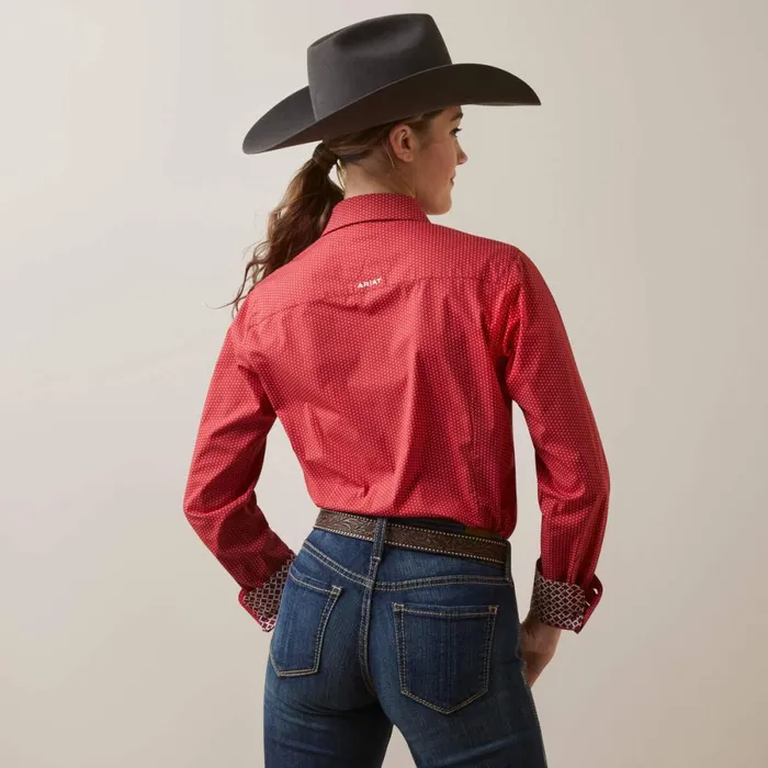 Kirby Stretch Shirt Cardinal Dot Women Ariat TShirts and Tops