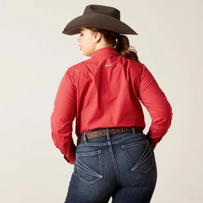 Kirby Stretch Shirt Cardinal Dot Women Ariat TShirts and Tops