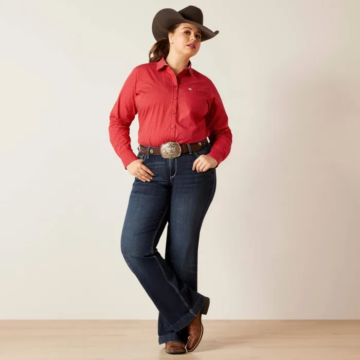 Kirby Stretch Shirt Cardinal Dot Women Ariat TShirts and Tops