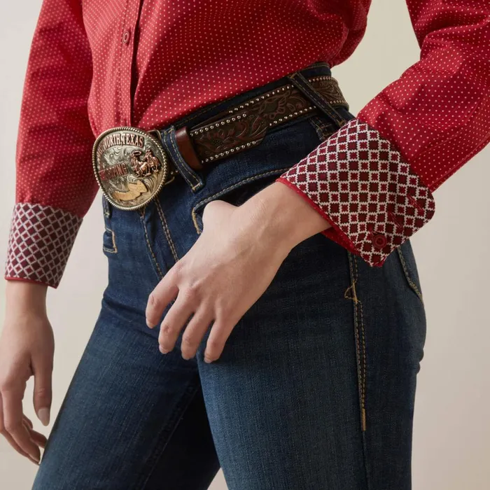 Kirby Stretch Shirt Cardinal Dot Women Ariat TShirts and Tops