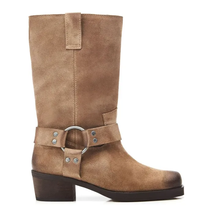 Knee High Boots Women Moda In Pelle Demeter Taupe Suede