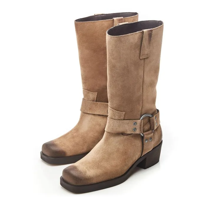 Knee High Boots Women Moda In Pelle Demeter Taupe Suede