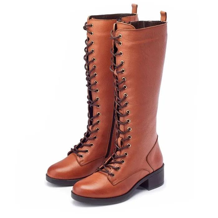 Knee High Boots Women Moda In Pelle Galliana Tan Leather