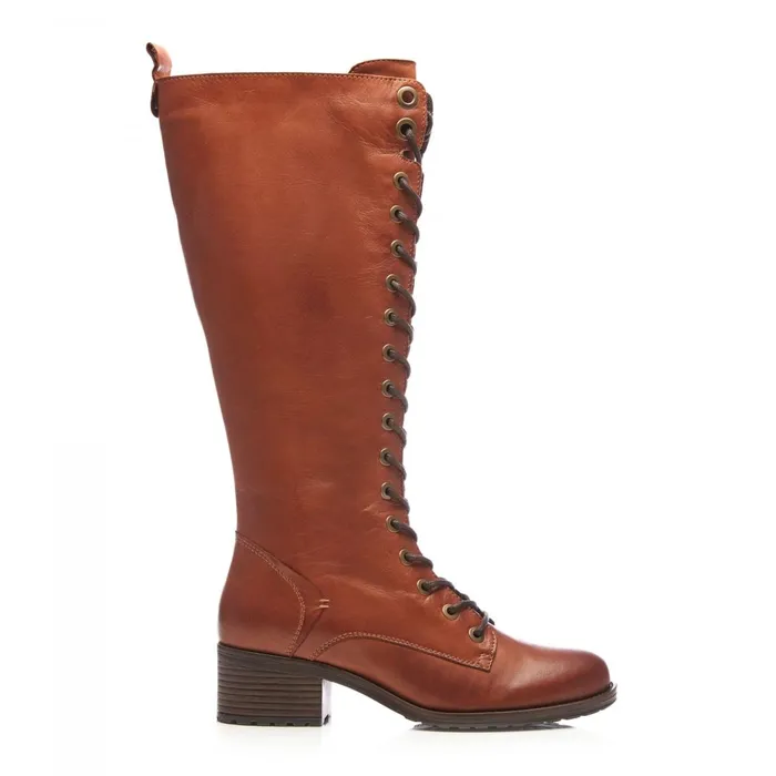 Knee High Boots Women Moda In Pelle Hailey Tan Leather