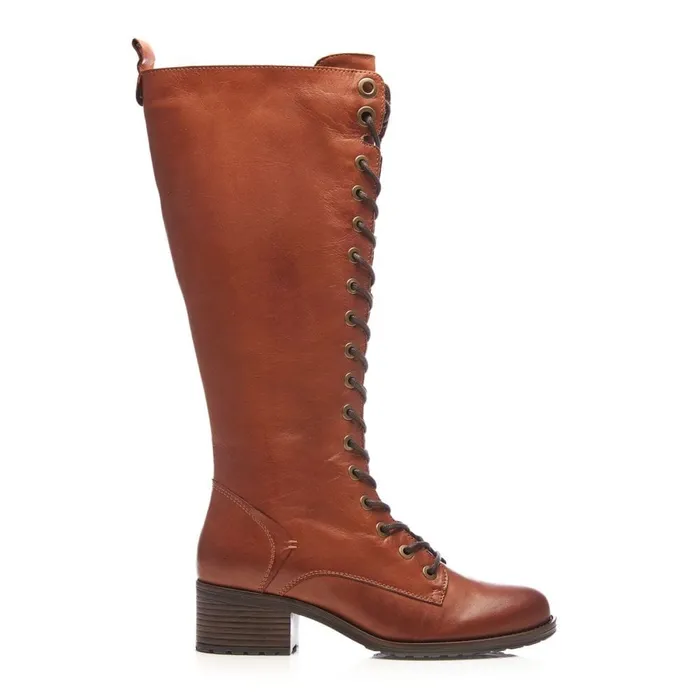 Knee High Boots Women Moda In Pelle Hailey Tan Leather
