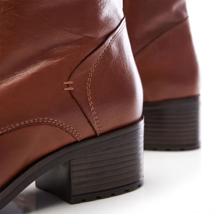 Knee High Boots Women Moda In Pelle Hailey Tan Leather