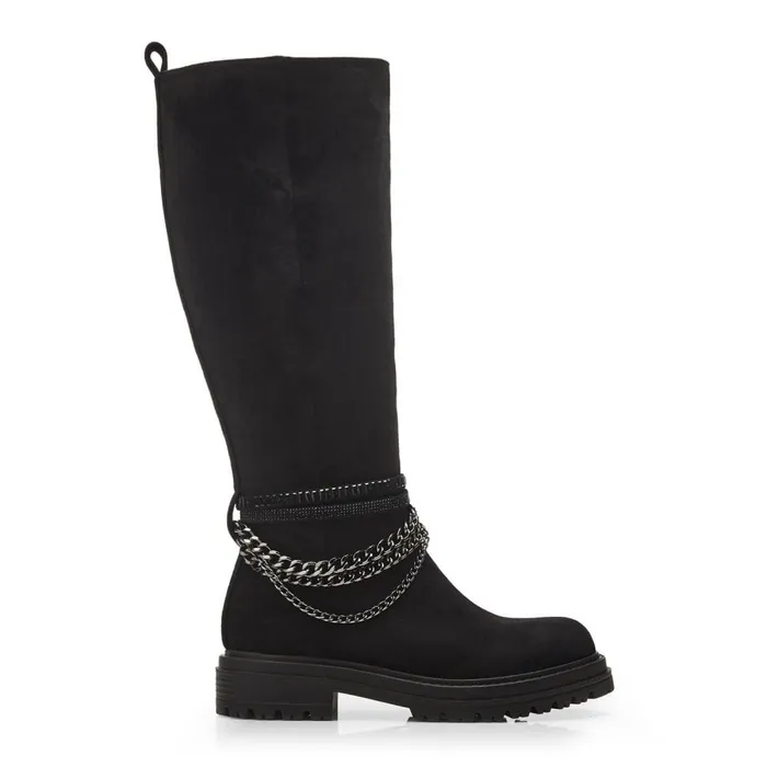 Knee High Boots Women Moda In Pelle Litzy Black Alcantara