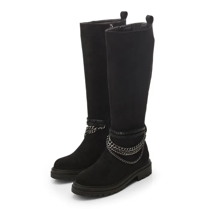 Knee High Boots Women Moda In Pelle Litzy Black Alcantara
