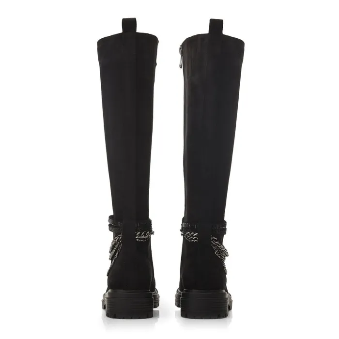 Knee High Boots Women Moda In Pelle Litzy Black Alcantara