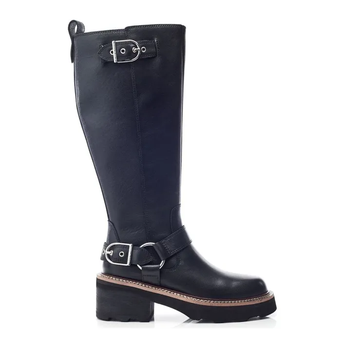 Knee High Boots Women Moda In Pelle Ludres Black Leather