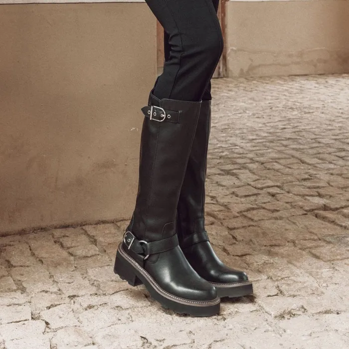 Knee High Boots Women Moda In Pelle Ludres Black Leather