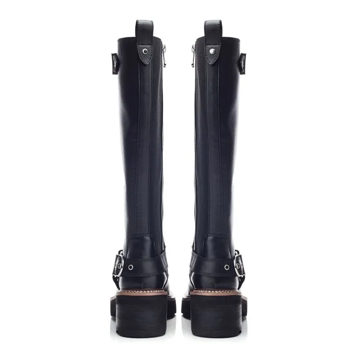 Knee High Boots Women Moda In Pelle Ludres Black Leather