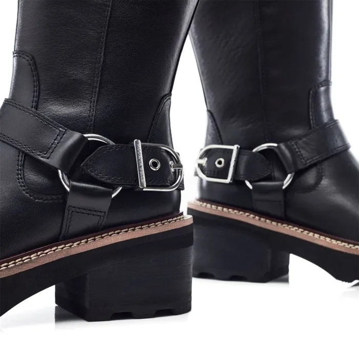 Knee High Boots Women Moda In Pelle Ludres Black Leather