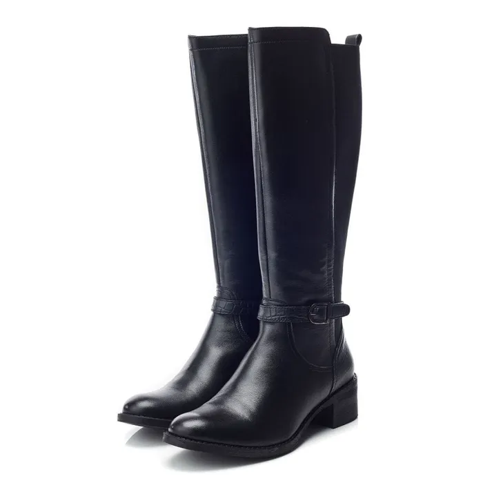 Knee High Boots Women Moda In Pelle Radelle Black Leather