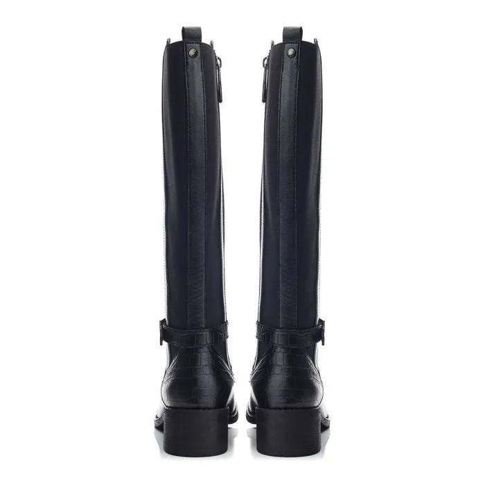 Knee High Boots Women Moda In Pelle Radelle Black Leather