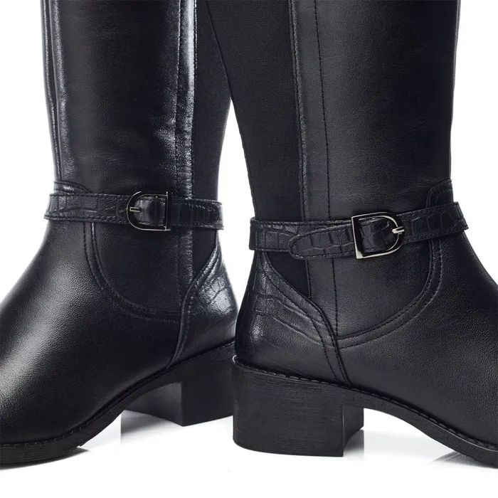 Knee High Boots Women Moda In Pelle Radelle Black Leather