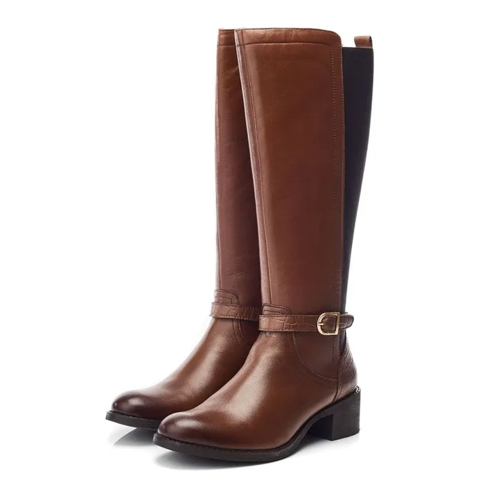Knee High Boots Women Moda In Pelle Radelle Tan Leather