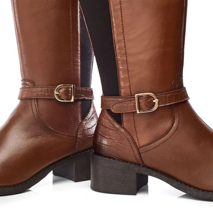 Knee High Boots Women Moda In Pelle Radelle Tan Leather