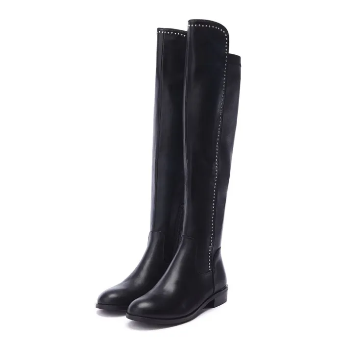 Knee High Boots Women Moda In Pelle Salman Black Porvair