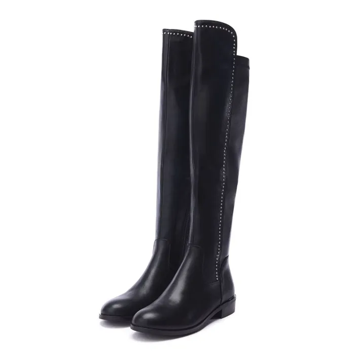 Knee High Boots Women Moda In Pelle Salman Black Porvair