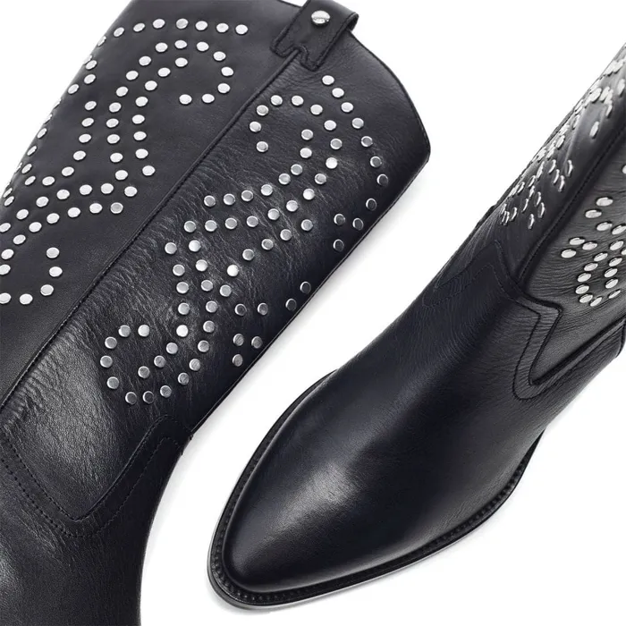 Knee High Boots Women Moda In Pelle Serres Black Leather